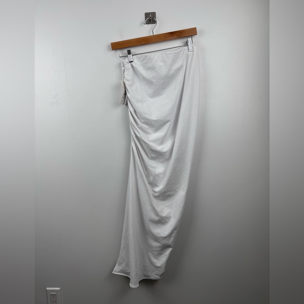 NWT Maaji Women Ruched White Midi Skirt Size Medium